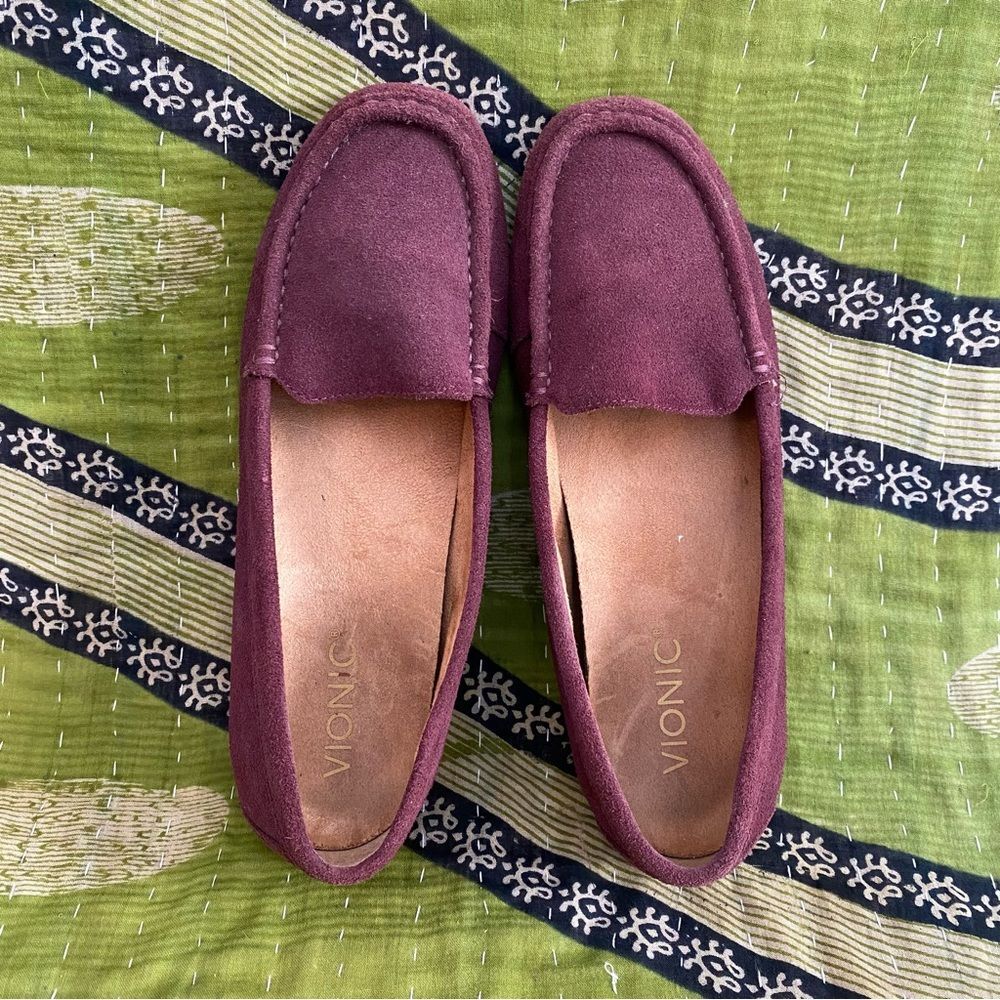 Vionic Purple Plum Debbie Casual Slip-On Suede Driving Flats Moccasins Size 8 - Picture 8 of 13